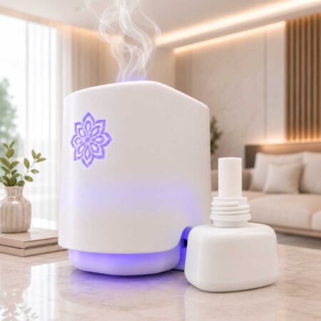 Kit inicial de Dispensador eléctrico + una cápsula de recambio de aroma.
